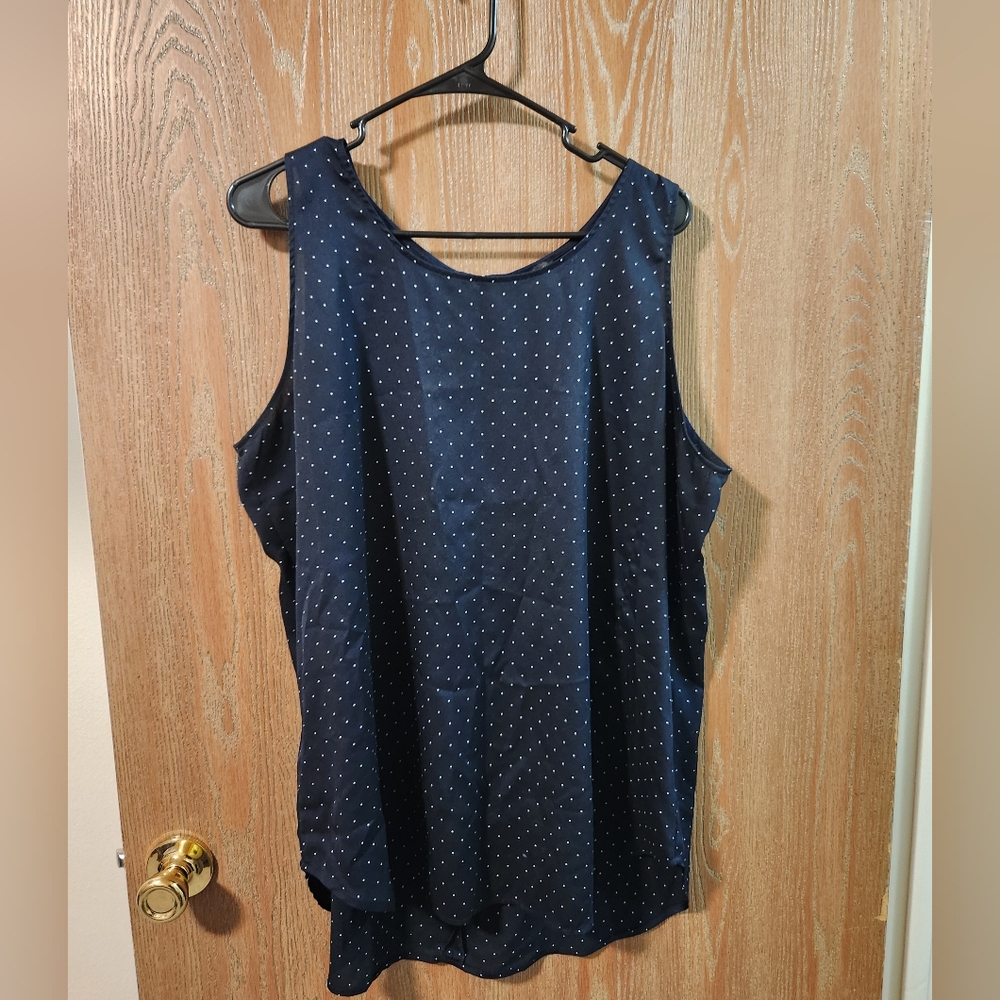 Navy Blue Polka Dot Sleeveless Top Ann Taylor